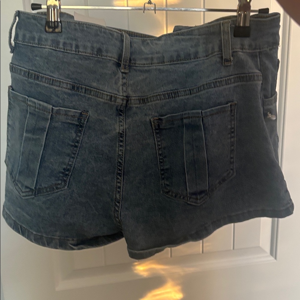 stretchy denim mini skort - Picture 2 of 2